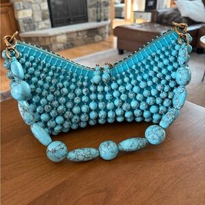 cult gaia Turquoise Beaded Clutch with Beaded Handle